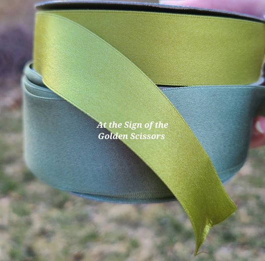 1 1/2" Wide Silk Satin Ribbon - Slate Green