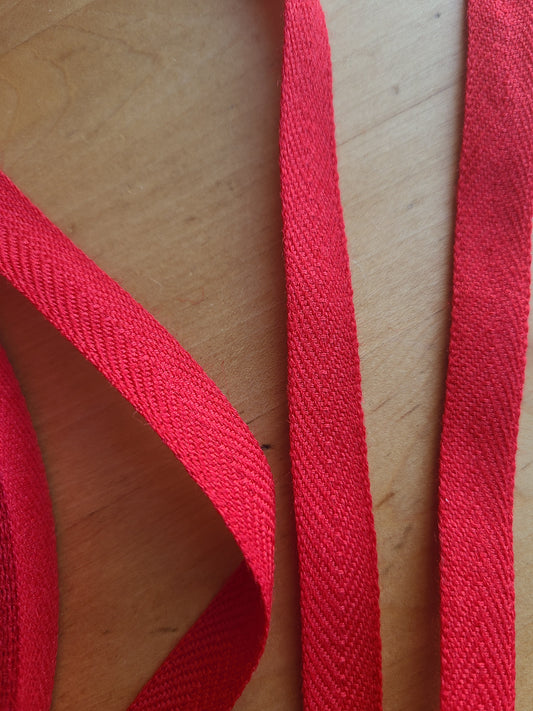 Red Wool Twill Tape, 1/2" - by the yard