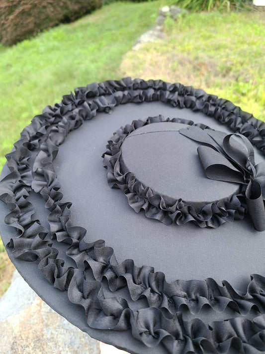 Black Silk Covered Hat with Black Trim RESERVED