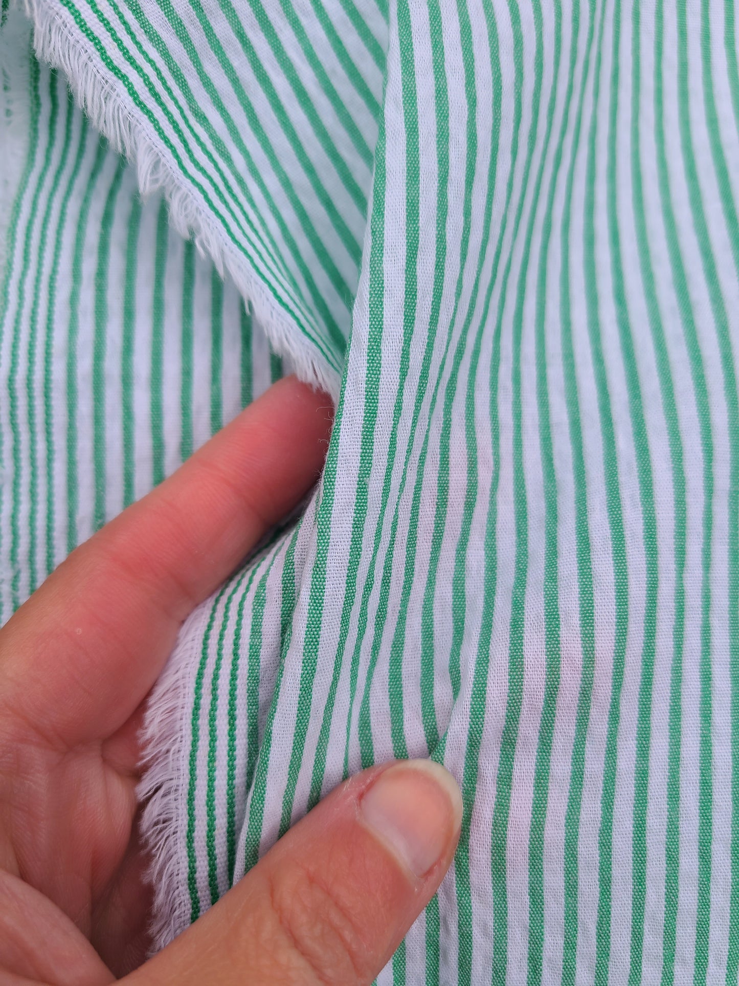 Green Striped Cotton Seersucker - 4 1/2 yards