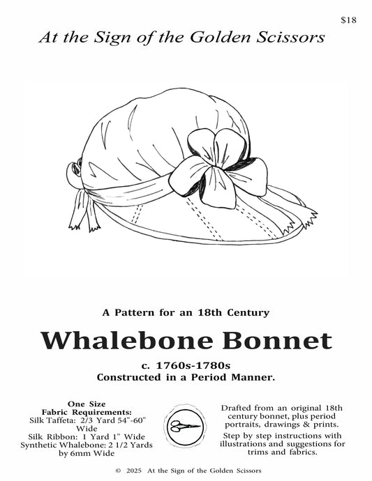 Whalebone Bonnet Kits + Pattern 1760s - 1780s