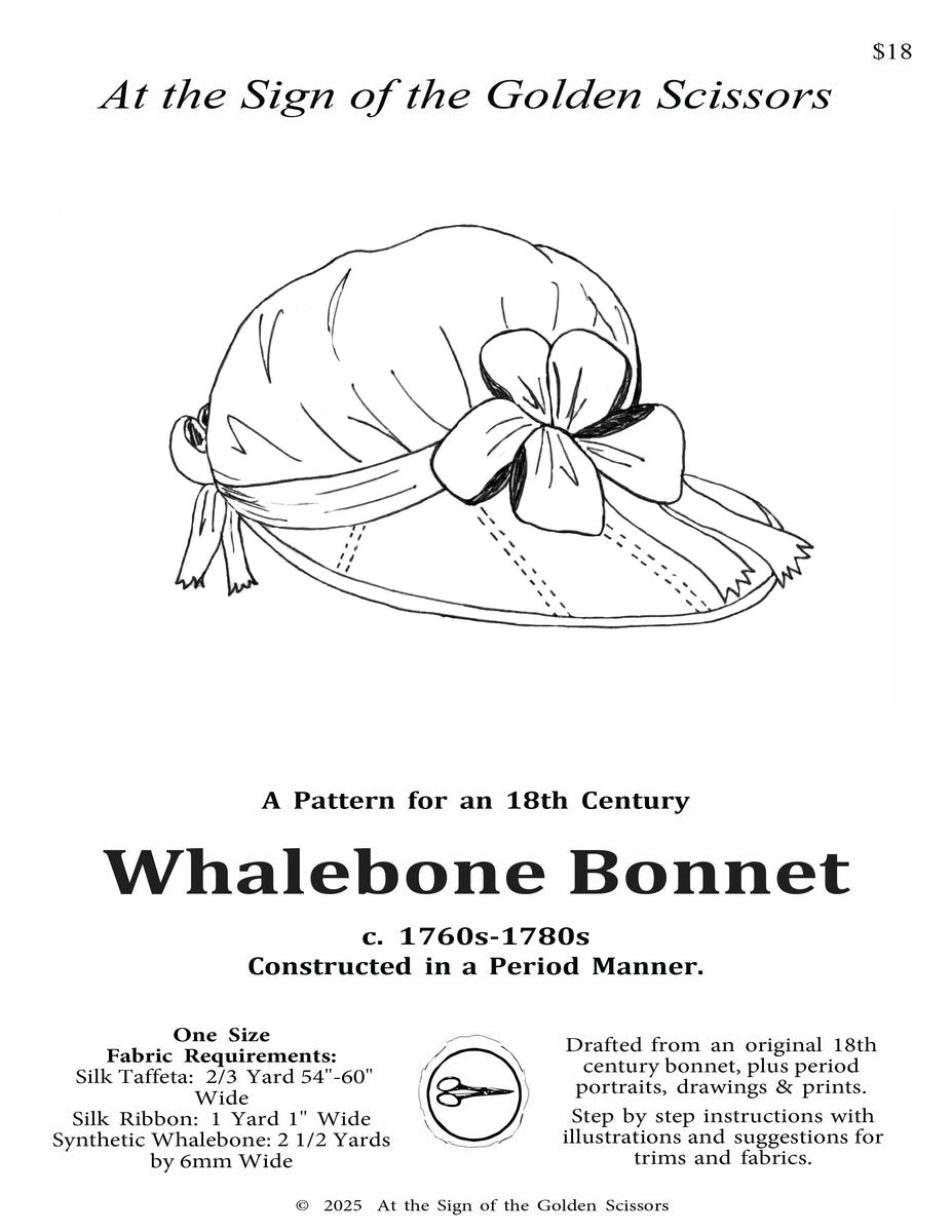 Whalebone Bonnet Pattern 1760s - 1780s – At the Sign of the Golden