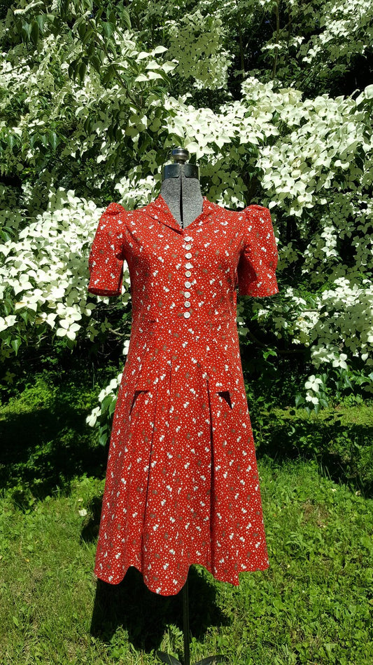 Reproduction 1940s Cotton Sailor Bib Dress