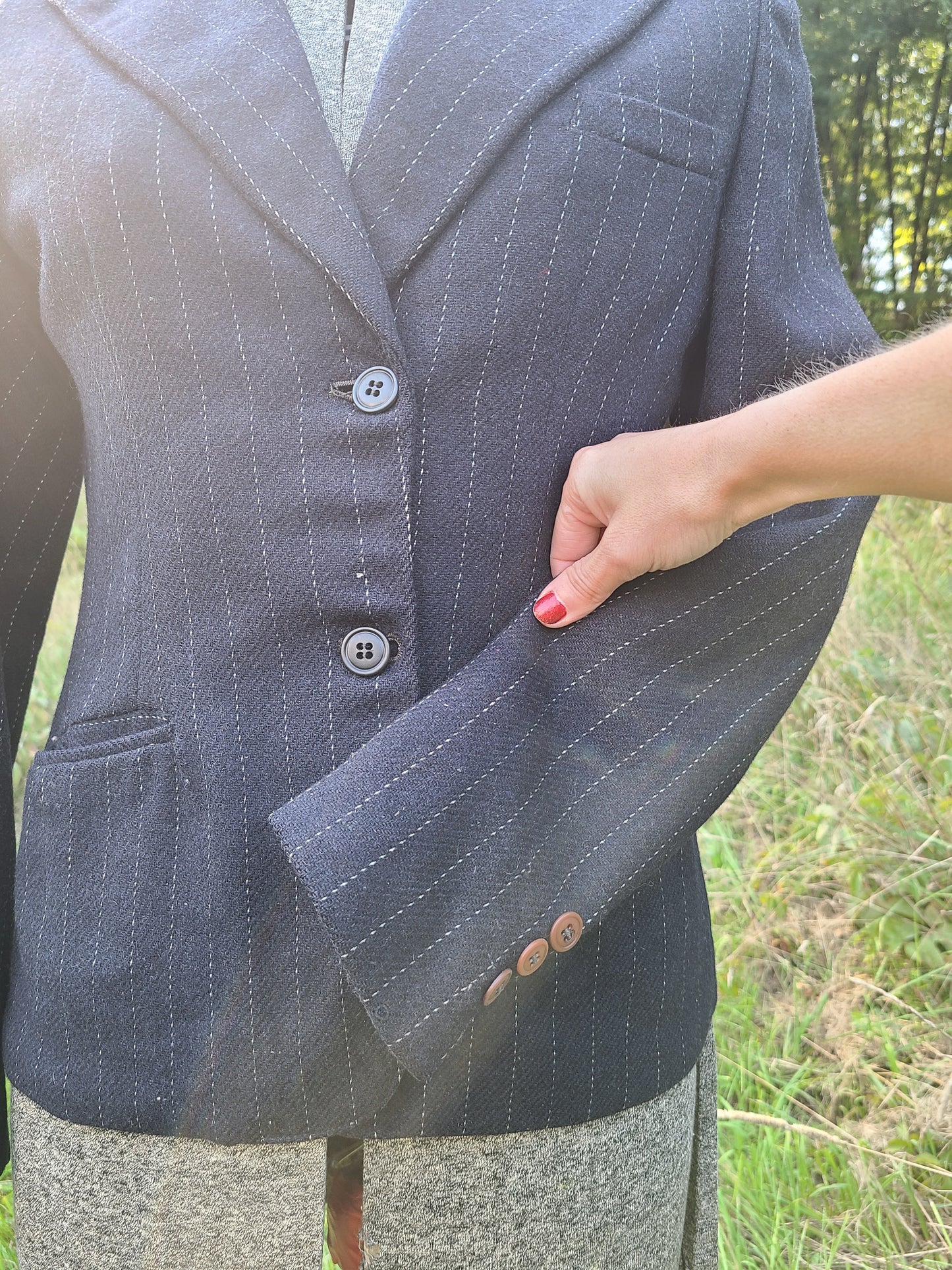 Vintage 1940s Black Pinstriped Jacket