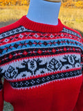 1940s Sweater - Red with Deer