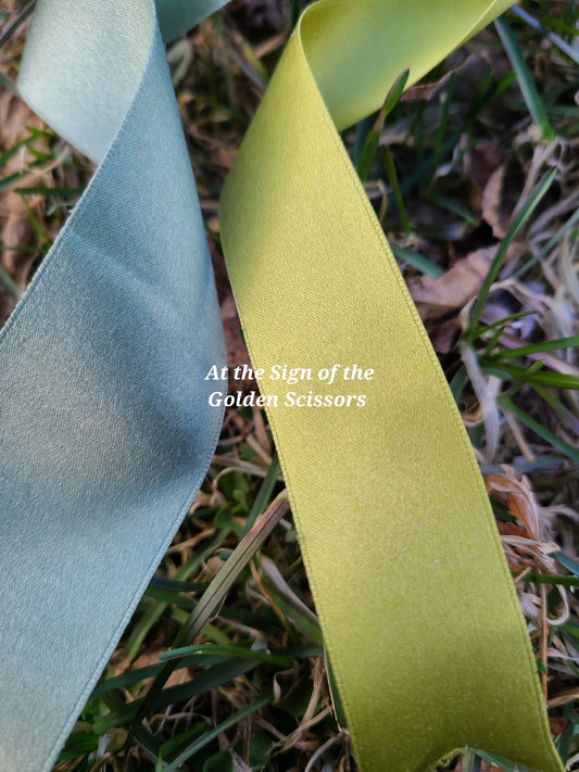 1 1/2" Wide Silk Satin Ribbon - Slate Green