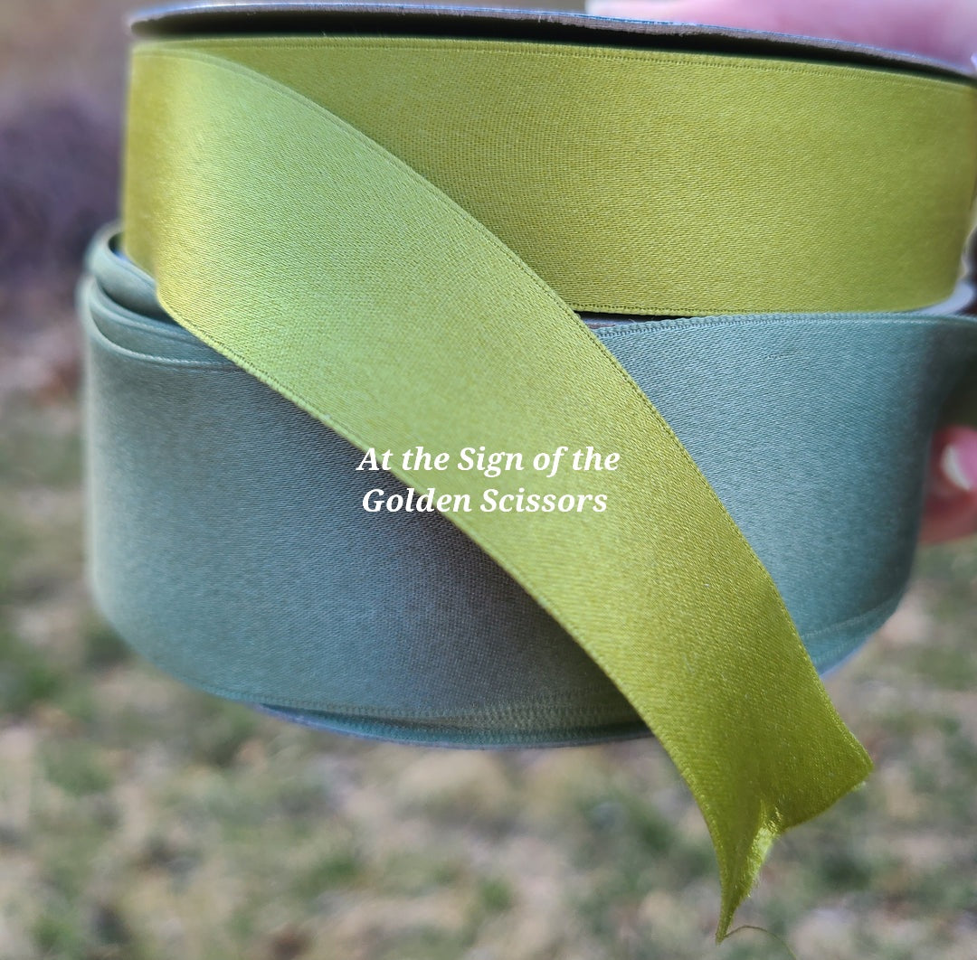 1 1/2" Wide Silk Satin Ribbon - Slate Green