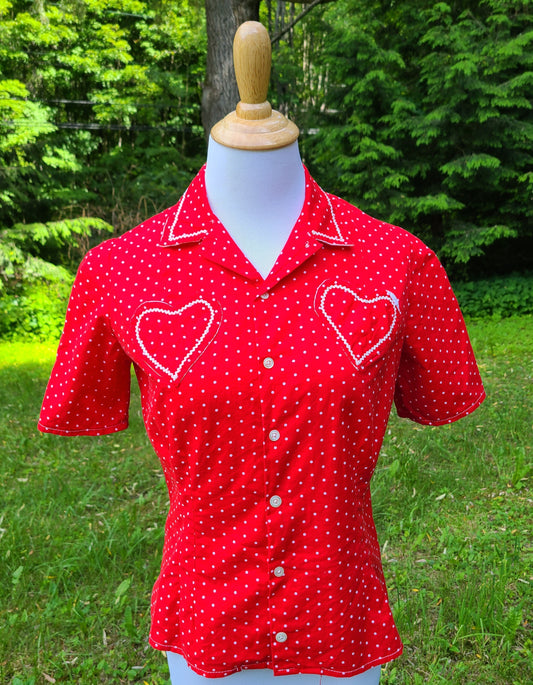 Reproduction 1940s Blouse - Red/White