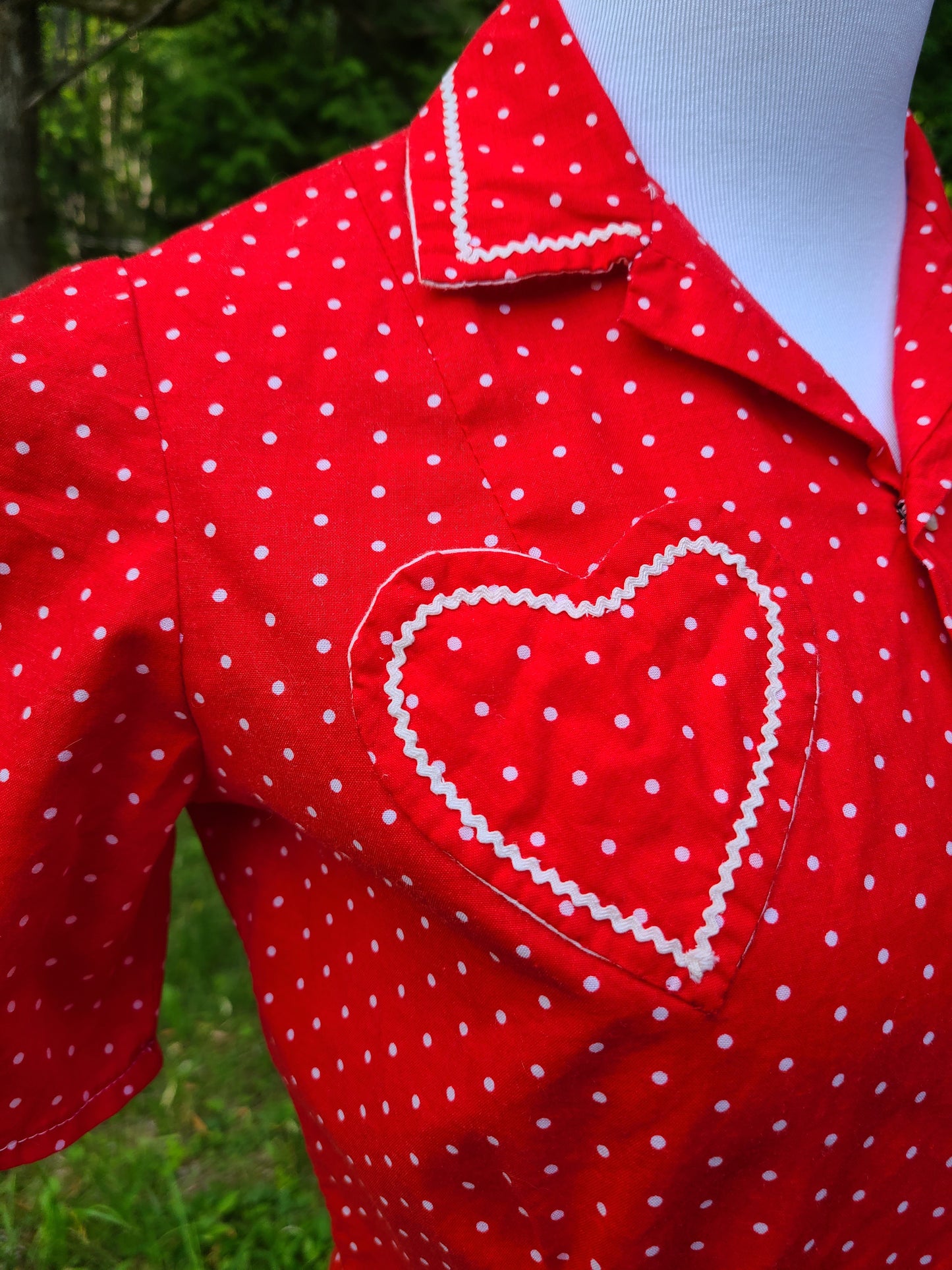 Reproduction 1940s Blouse - Red/White