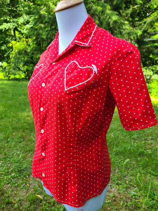 Reproduction 1940s Blouse - Red/White