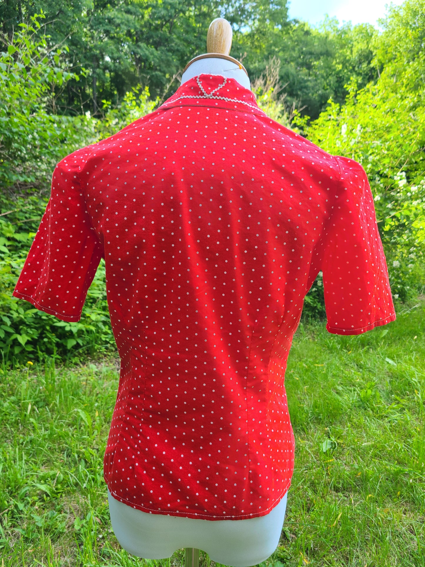 Reproduction 1940s Blouse - Red/White