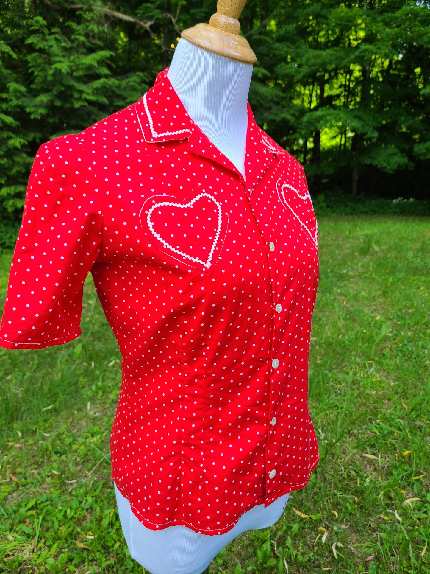 Reproduction 1940s Blouse - Red/White