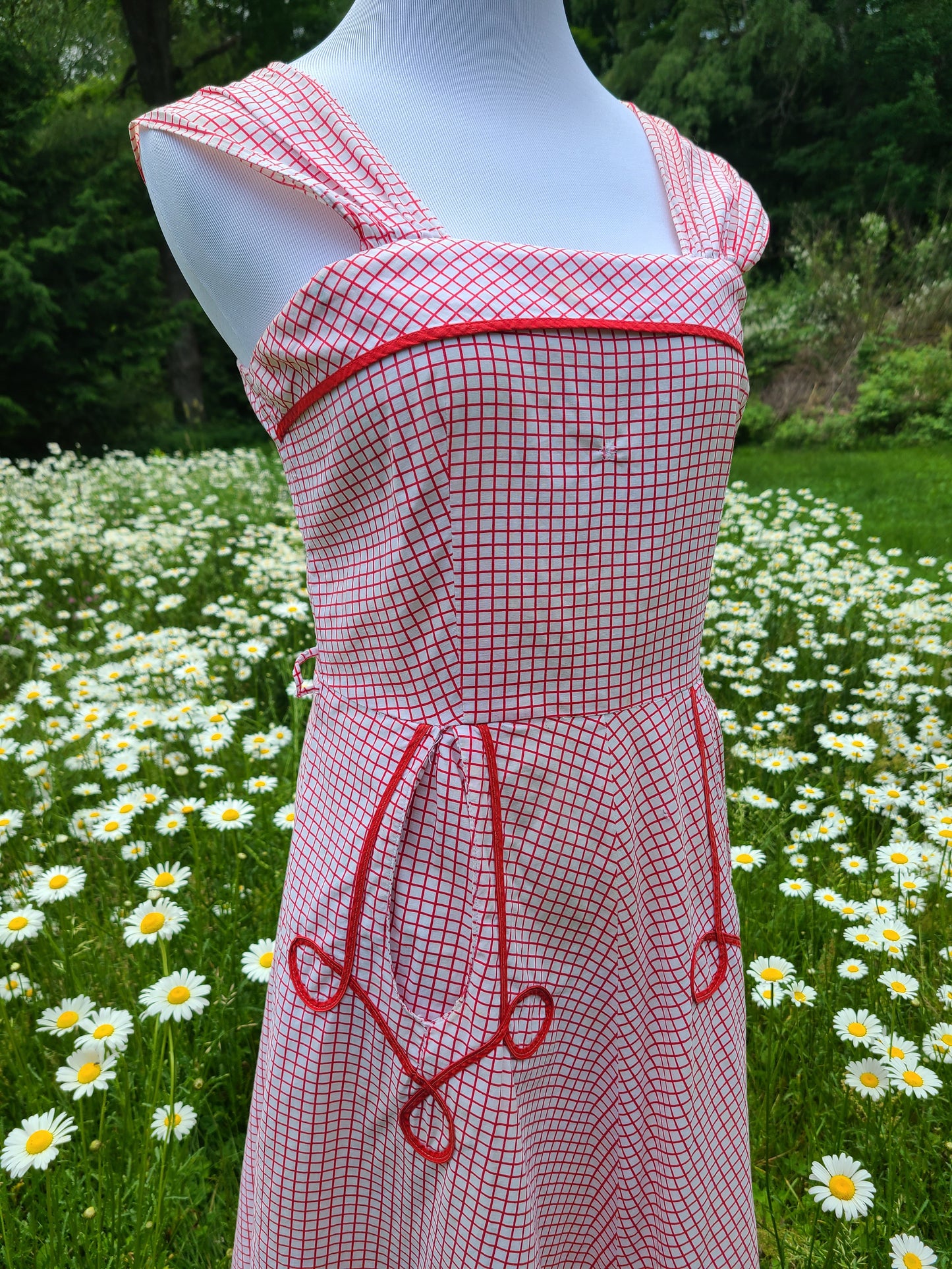 1940s Red and White Sundress