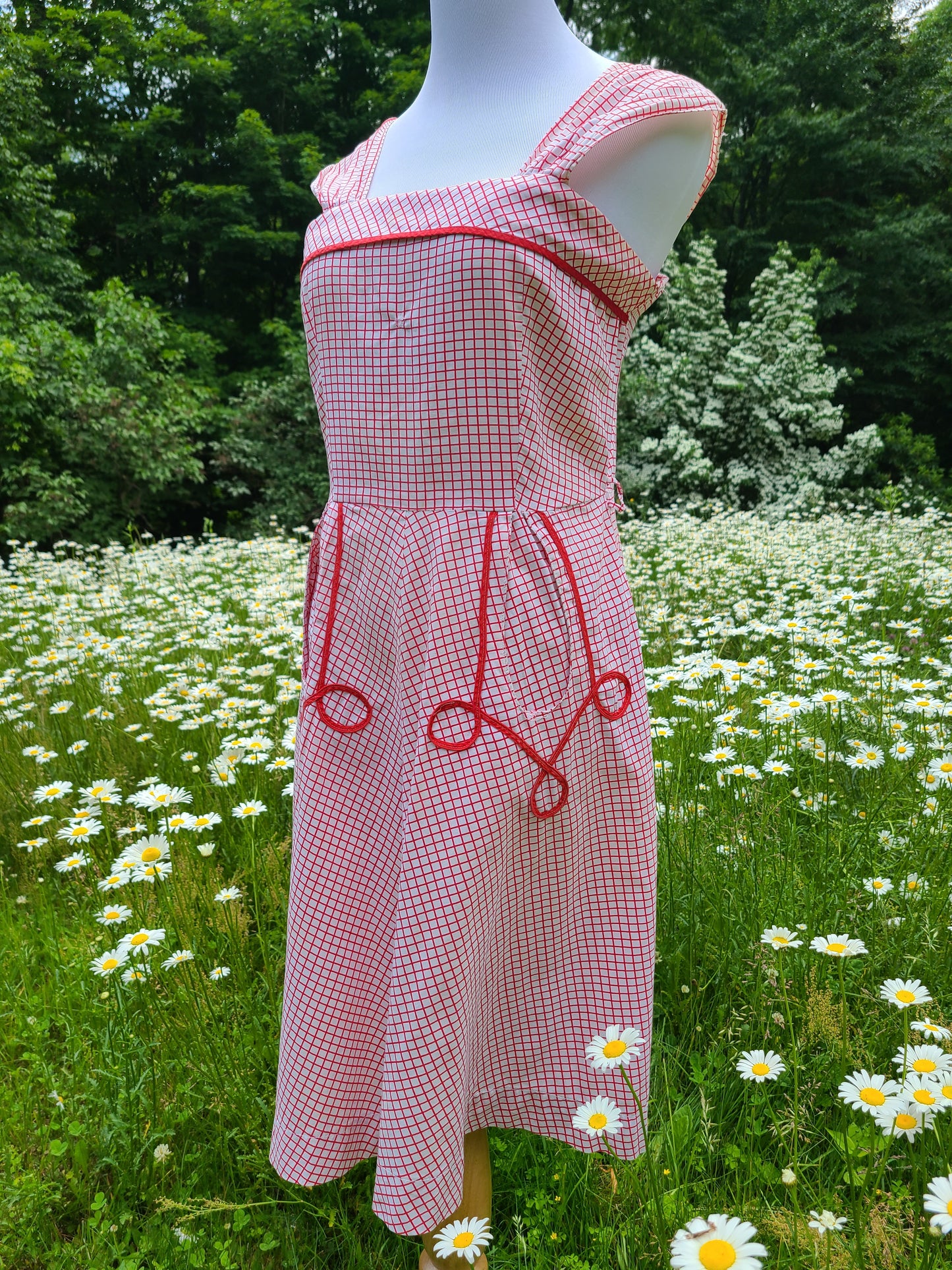 1940s Red and White Sundress