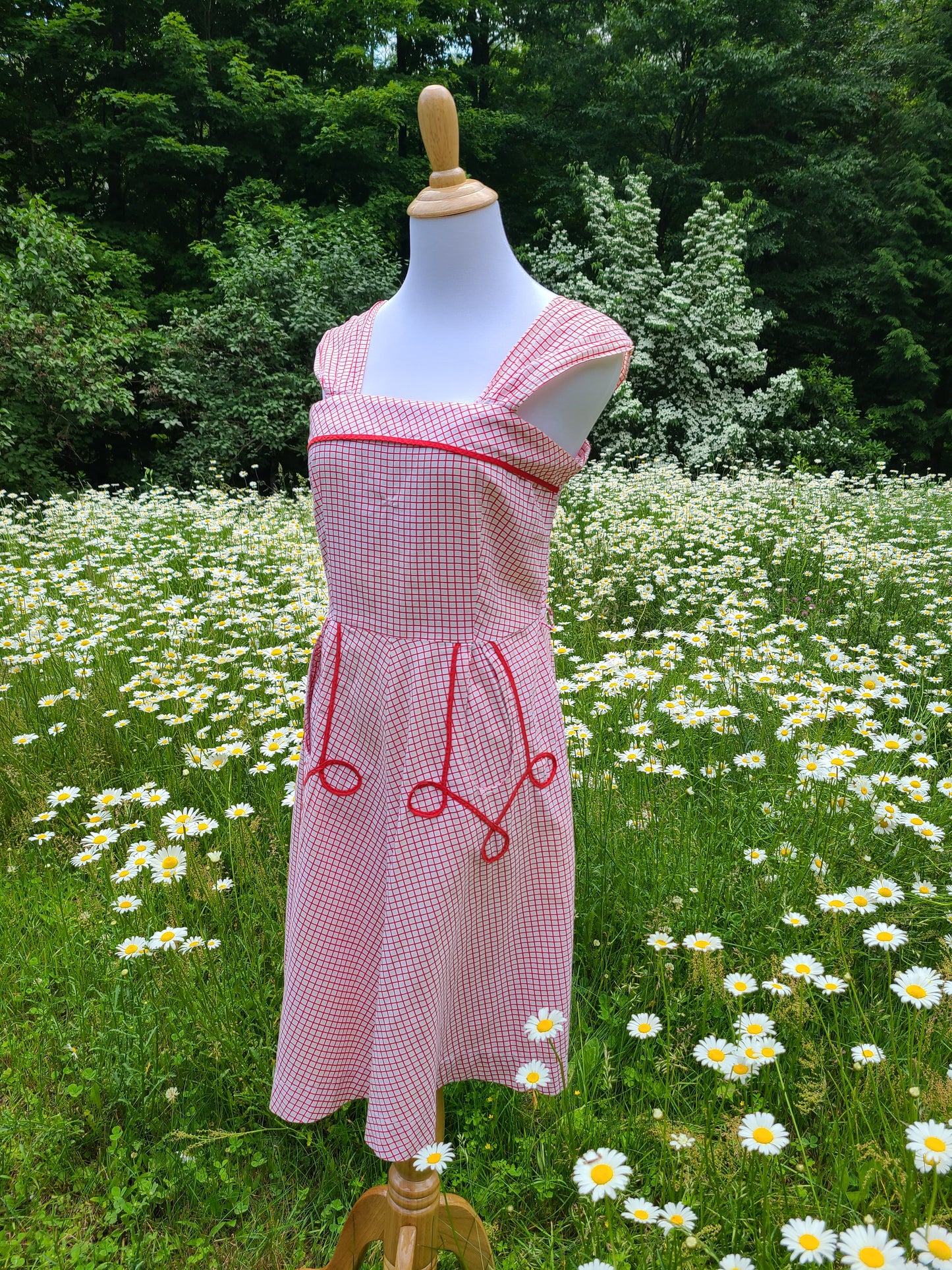 1940s Red and White Sundress
