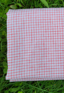 Red and White Checked Linen - 2 1/2 yards
