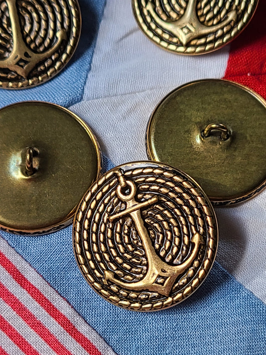 Large Anchor Buttons - Gold/Black