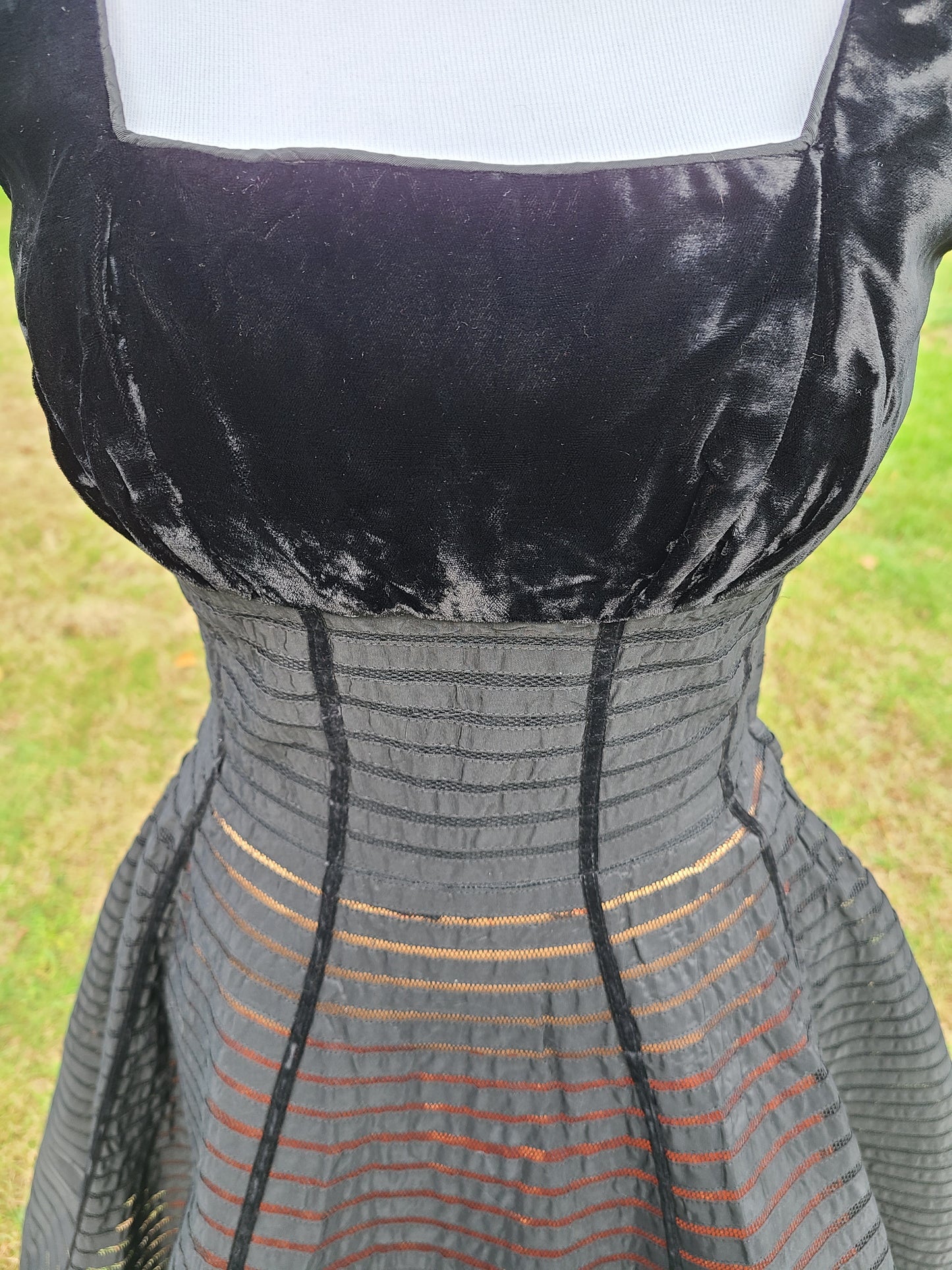 1950s Black Velvet and Net Dress