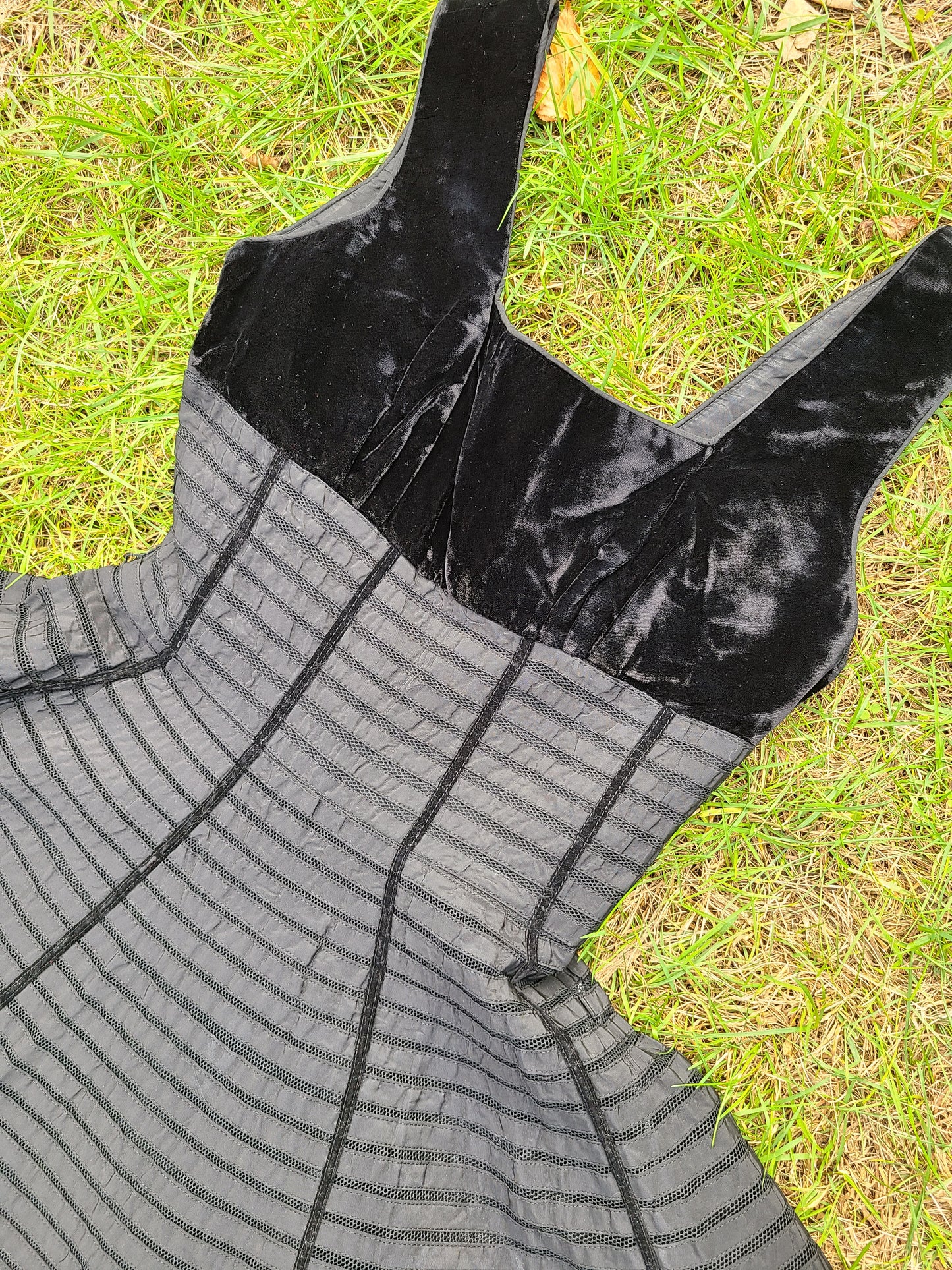 1950s Black Velvet and Net Dress