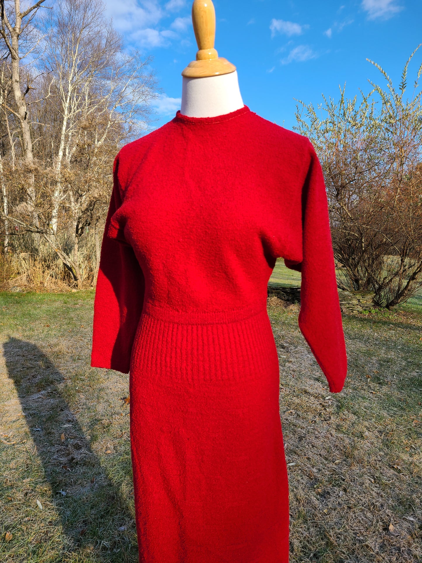 Vintage 1950s Red Knit Dress