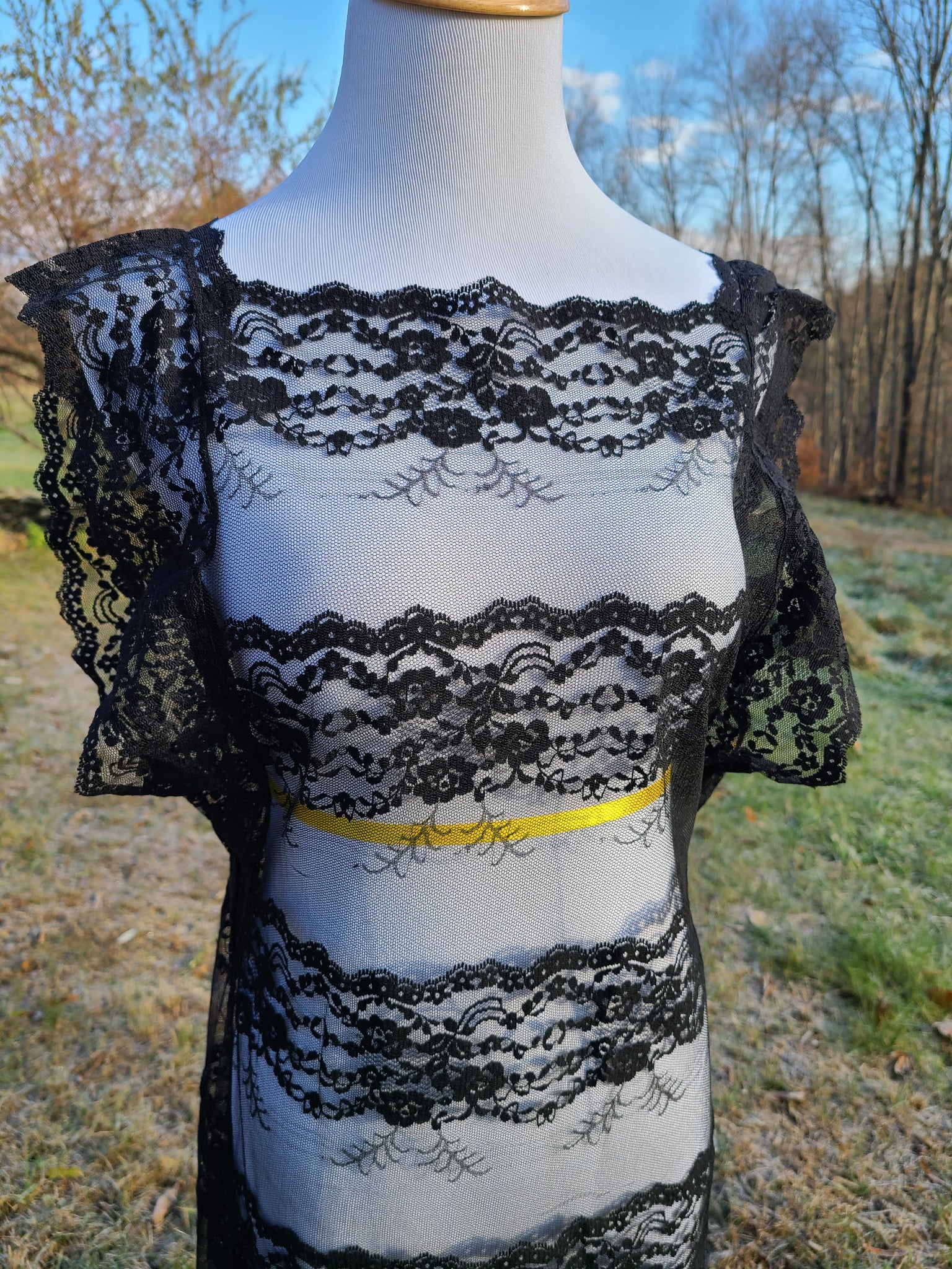1960s Black Lace Dress At the Sign of the Golden Scissors 1960s Black Lace Dress At the Sign of the Golden Scissors