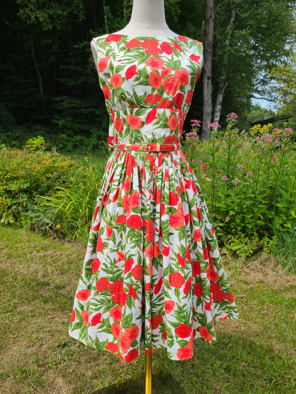 Vintage 1950s Cotton Print Dress