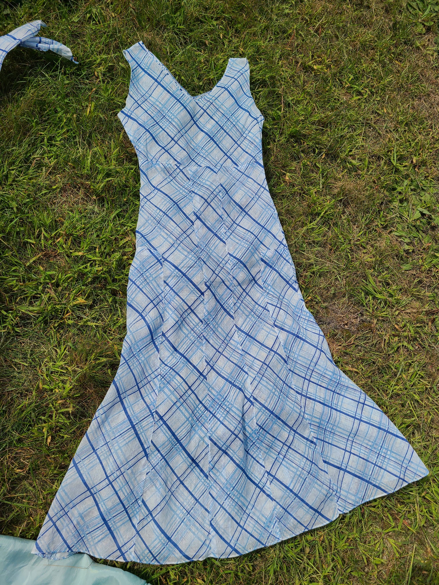 Vintage 1930s Blue and White Plaid Frock At the Sign of the Golden Scissors Vintage 1930s Blue and White Plaid Frock At the Sign of the Golden Scissors