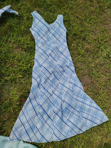 Vintage 1930s Blue and White Plaid Frock