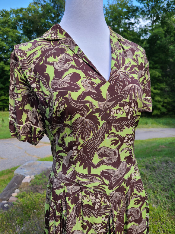 Vintage 1940s Egyptian Novelty Print Dress