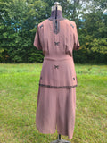 Vintage 1940s Dress  - Beaded Crepe Large size