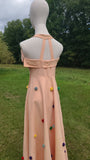 1930s Peach Evening Dress, Pompom Trim