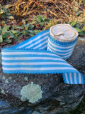 2 1/4" Wide Candy Striped Picot Ribbon - Blue/White