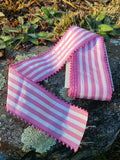 2 1/4" Wide Candy Striped Picot Ribbon - Pink/White