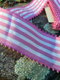 2 1/4" Wide Candy Striped Picot Ribbon - Pink/White