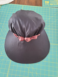 Custom 1750s Bonnet - Black silk with Brown ribbon