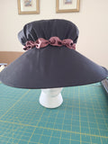 Custom 1750s Bonnet - Black silk with Brown ribbon