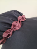 Custom 1750s Bonnet - Black silk with Brown ribbon