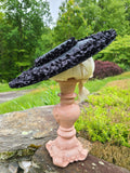 Black Straw Hat with Black Trim