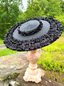 Black Straw Hat with Black Trim