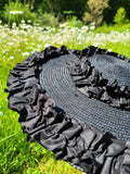 Black Straw Hat with Black Taffeta Trim