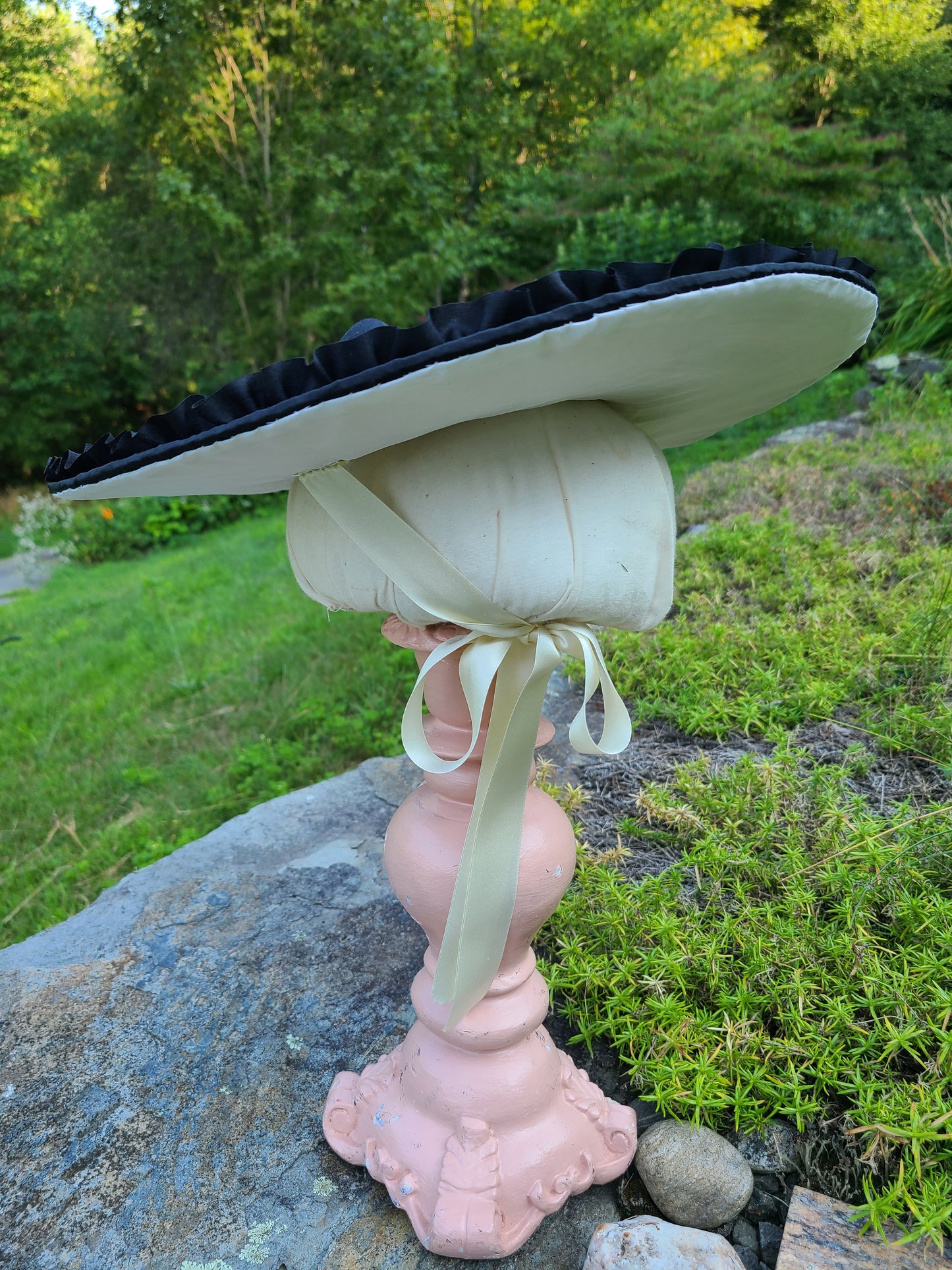 Black Silk Covered Hat with Black Trim RESERVED