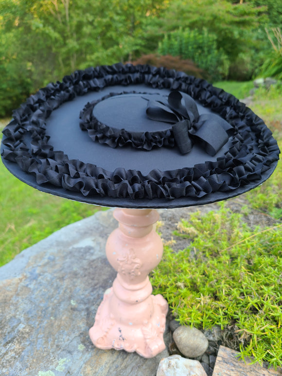 Black Silk Covered Hat with Black Trim RESERVED