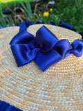 Straw Hat with Royal Blue Trim
