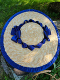 Straw Hat with Royal Blue Trim