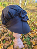 Black Silk Bonnet, Black Ribbon Trim