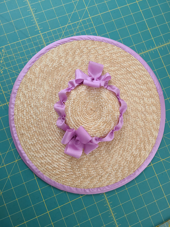 Reserved - Straw Hat with Purple Trim