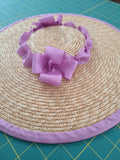Reserved - Straw Hat with Purple Trim