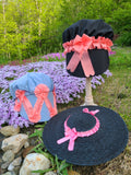 Black Silk Bonnet with Pink Trim