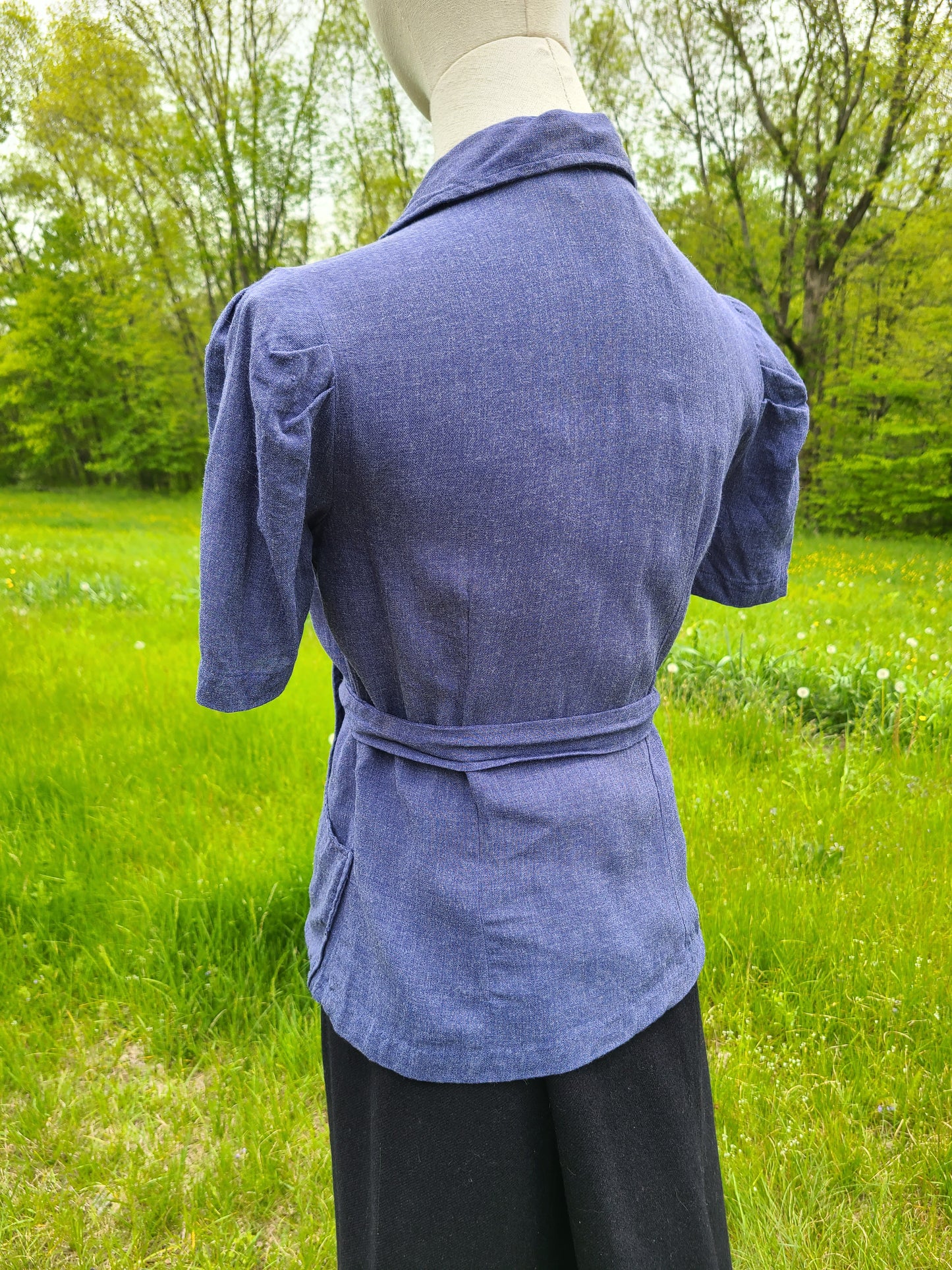 1940s Blue Workwear Blouse