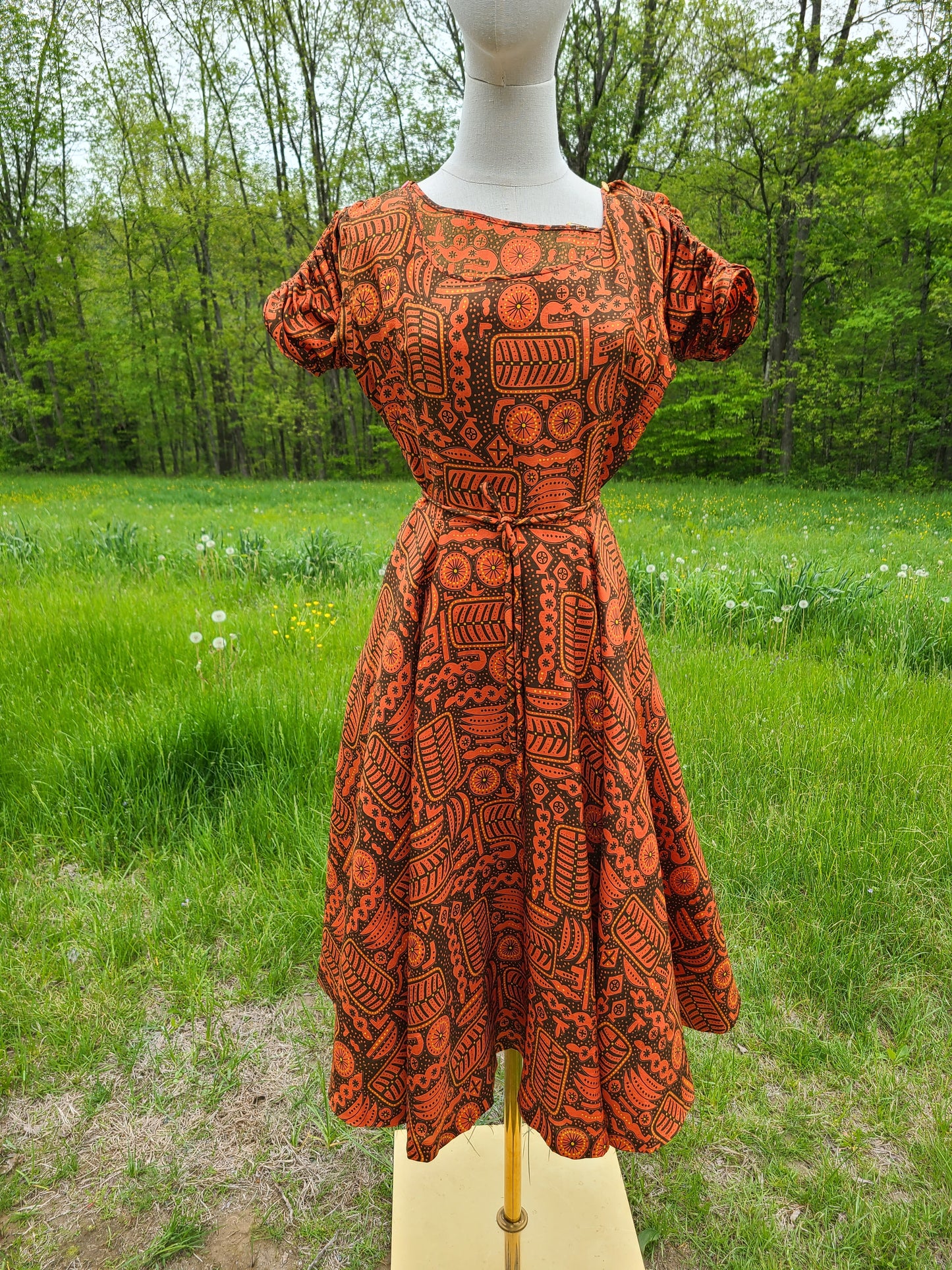 1950s Black and Orange Dress